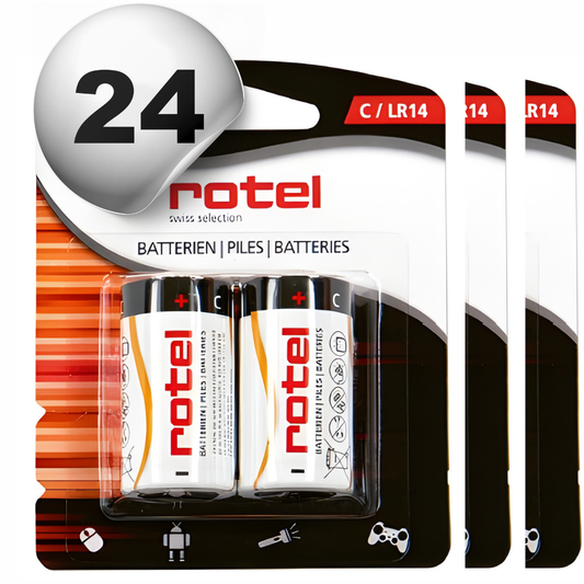 24 Stück ROTEL Alkaline Batterien C / LR14