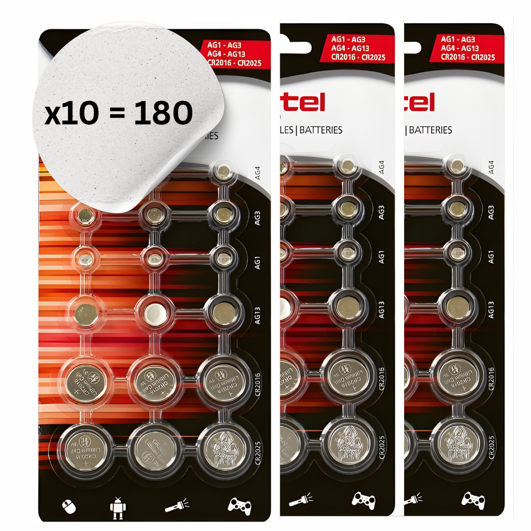 180 Stück ROTEL Knopfzellen Batterie-Set AG & CR