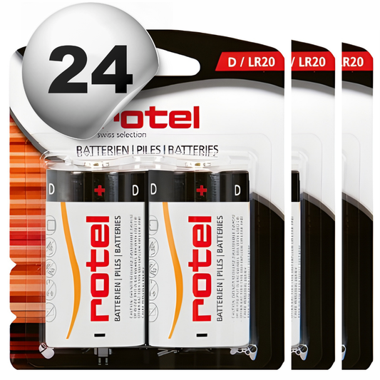 24 Stück ROTEL Alkaline Batterien D / LR20