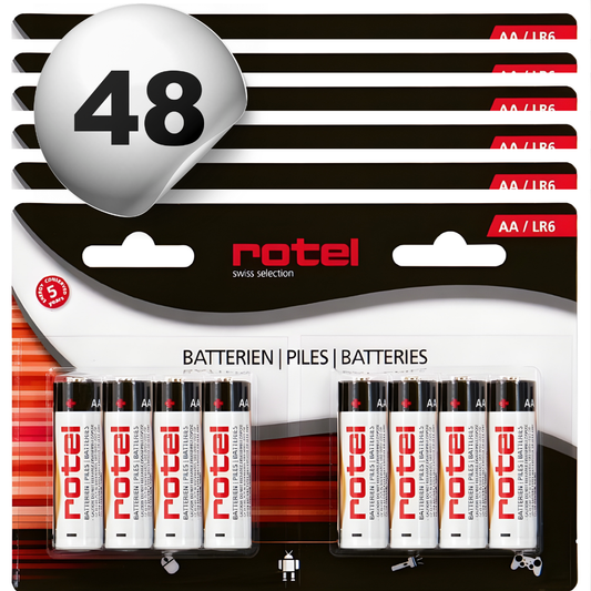 48 Stück ROTEL Alkaline Batterien AA LR6