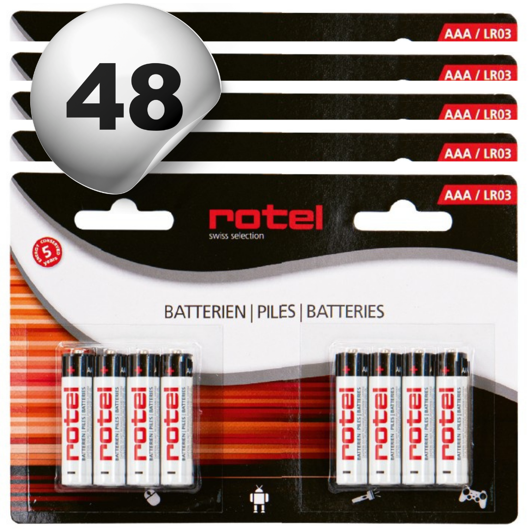 48 Stück ROTEL Alkaline Batterien AAA LR3