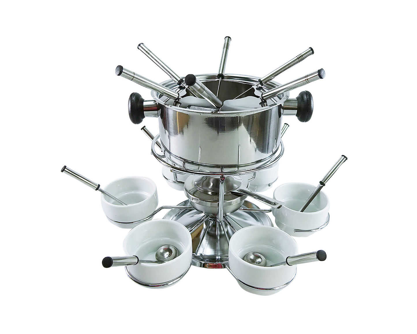 Fleischfondue-set mit Gabeln und Saucenschüsseln von rotel, www.rotel.swiss