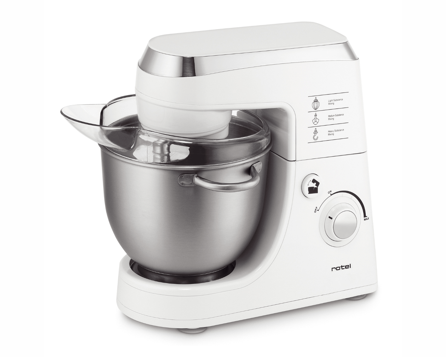 Rotel Küchenmaschine 4L – Mit Knethaken & Spritzschutz
Leistungsstarke Küchenmaschine mit 4L Chromstahlschüssel ✔ Inkl. Knethaken & Schwingbesen ✔ Stufenlose Geschwindigkeitsregelung ✔ Sicher & vielseitig