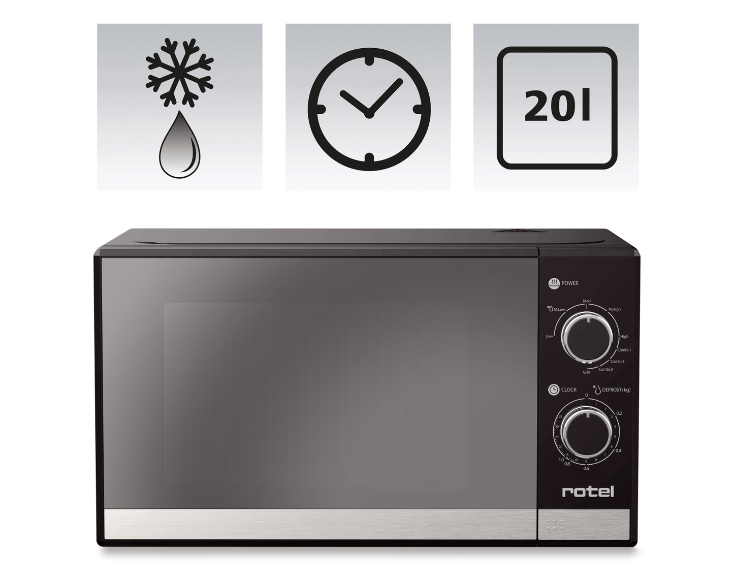 Mikrowelle mit Grillfunktion von rotel – Vielseitig & leistungsstark
Mikrowelle mit 5 Leistungsstufen & Grillfunktion ✔ 3 Kombiprogramme ✔ 20L Garraum & 25,5 cm Glasdrehteller ✔ Timer für präzise Zubereitung ✔ Kostenloser Versand