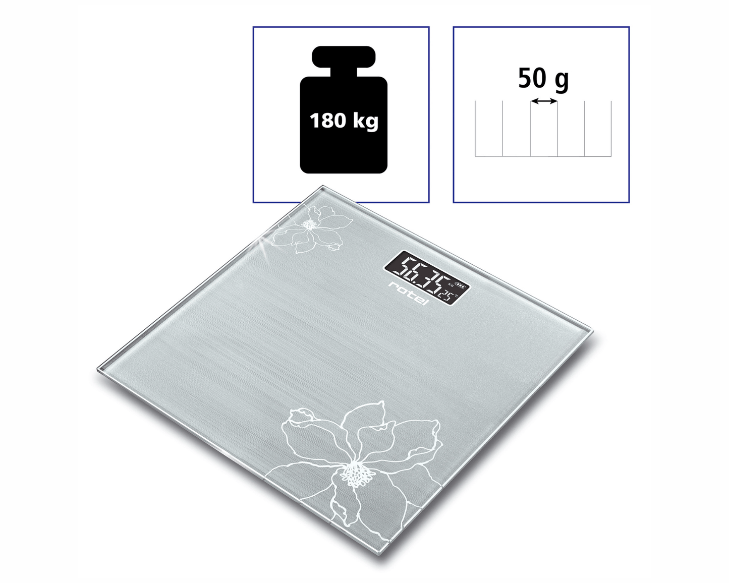 Personenwaage aus Glas – Elegant & präzise
Digitale Waage mit LCD-Anzeige ✔ Sicherheitsglas-Trittfläche ✔ Quick-Start & Abschaltautomatik ✔ Stilvolles Blumenmuster ✔ Kostenloser Versand in der Schweiz
