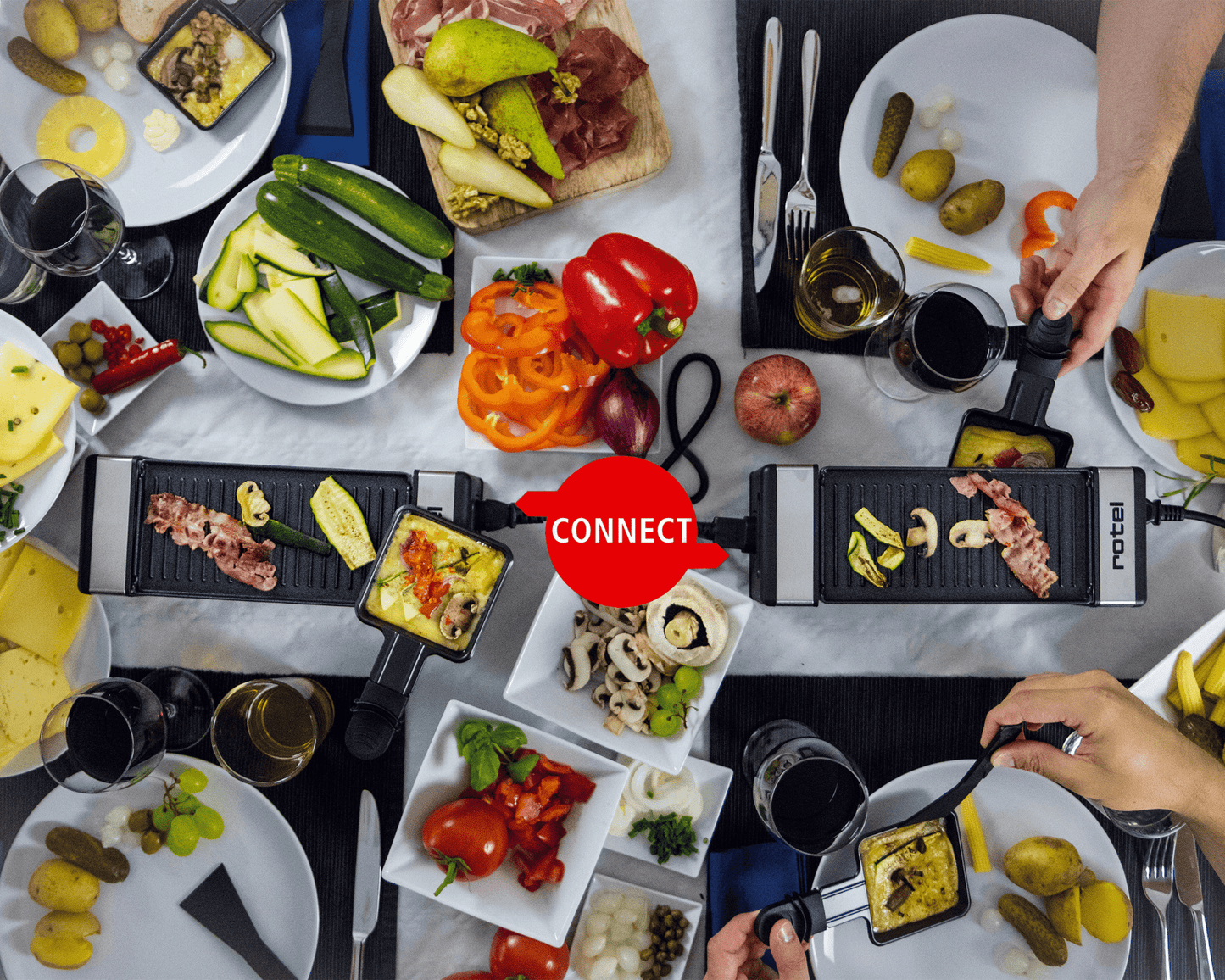 Raclette/Tischgrill «Connect» rotel – Flexibel für 2–4 Personen
Modulares Raclette für flexible Tischgrössen ✔ Verbindungskabel für 2er-Module ✔ Beidseitige Alu-Druckgussplatten ✔ Kostenloser Versand in der Schweiz.