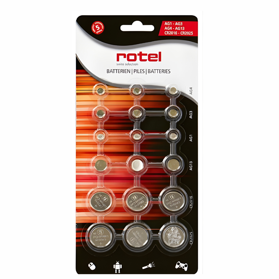 180 Stück ROTEL Knopfzellen Batterie-Set AG & CR