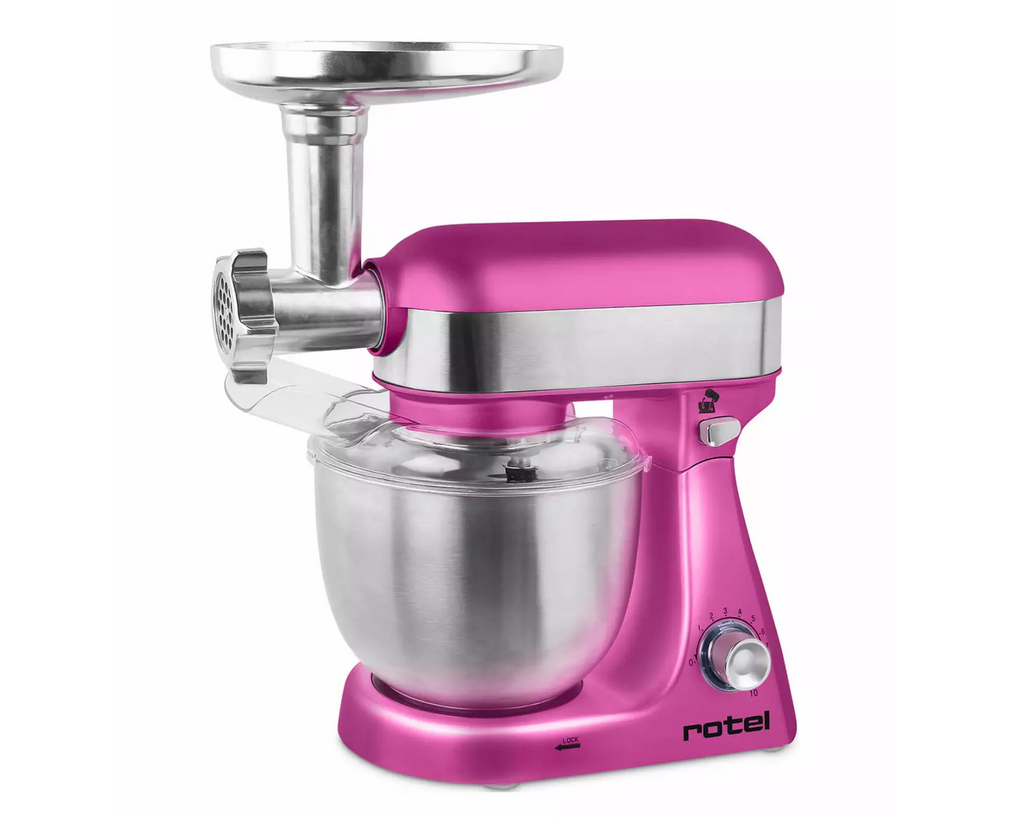 Rotel Küchenmaschine 5L U445CH3 Pink mit Fleischwolfaufsatz

Die Rotel Küchenmaschine mit 5L Chromstahl-Schüssel ✔ Knethaken & Schwingbesen für perfektes Mixen, Rühren & Kneten ✔ Kostenloser Versand in der Schweiz. www.rotel.swiss